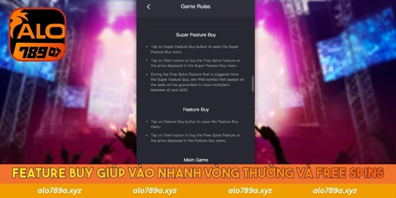 Feature Buy giúp vào nhanh vòng thưởng và Free Spins