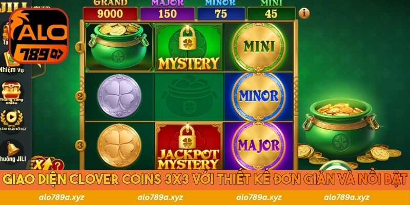 Giao diện Clover Coins 3x3 với thiết kế đơn giản và nổi bật
