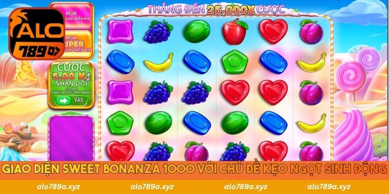 Giao diện Sweet Bonanza 1000 với chủ đề kẹo ngọt sinh động